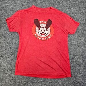 Disney Oswald The Lucky Rabbit Red Heathered Graphic T-Shirt Size Medium